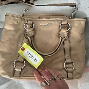 Miu Miu Beige Leather Shoulder Bag